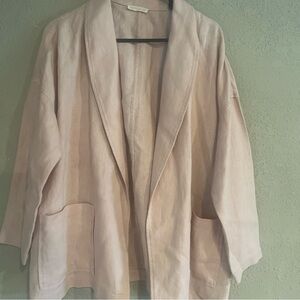 Eileen Fisher Light Pink Blazer Sz XL ( Measurements) Open Front Organic Linen